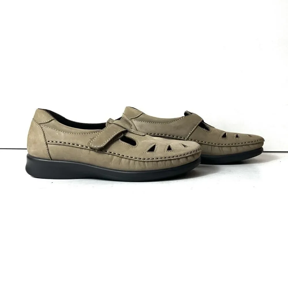 SAS Tripad Comfort Beige Leather Flats Slip On Shoes Womens 6.5 M Comfort Casual
